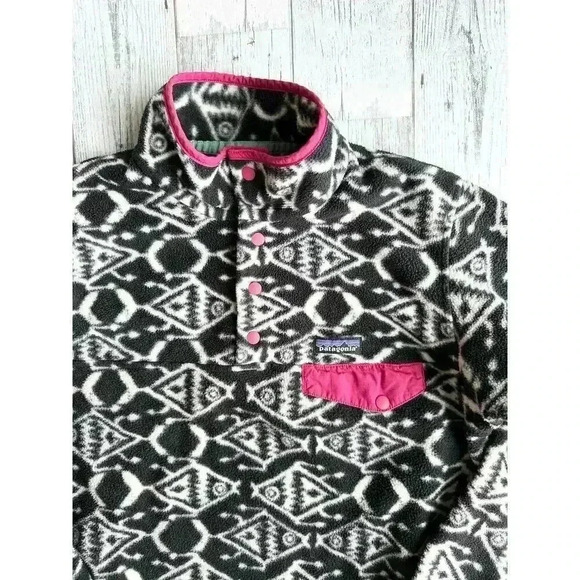 Patagonia Synchilla Fleece Rare Fish Ikat Print Pullover Women’s Size M - Picture 4 of 8